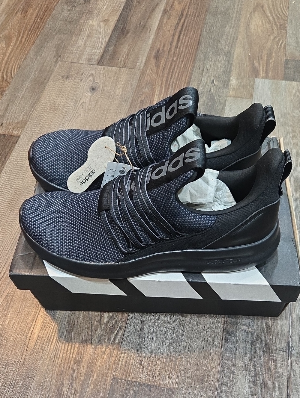 adidas Black Cloudfoam Slip-On Knit Athletic Sneakers